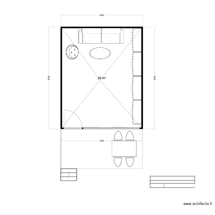 GAIA ART STUDIO LAYOUT PLAN. Plan de 1 pièce et 20 m2