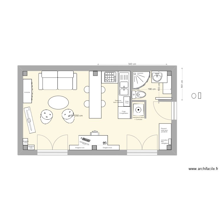 4 MAS complet. Plan de 1 pièce et 29 m2