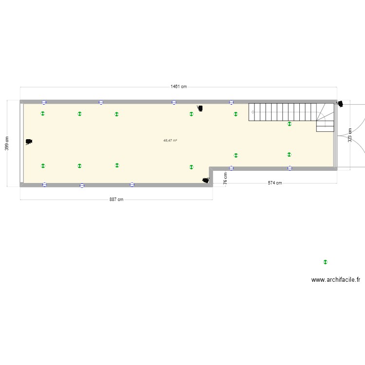 ben msik. Plan de 1 pièce et 48 m2