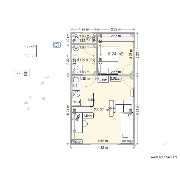 t2 37m2 projet2. Plan de 0 pièce et 0 m2