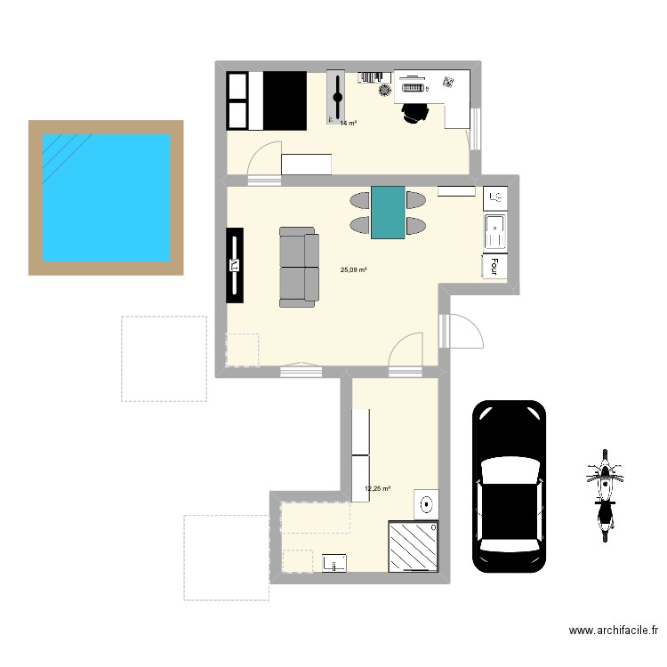 cocuo. Plan de 3 pièces et 51 m2