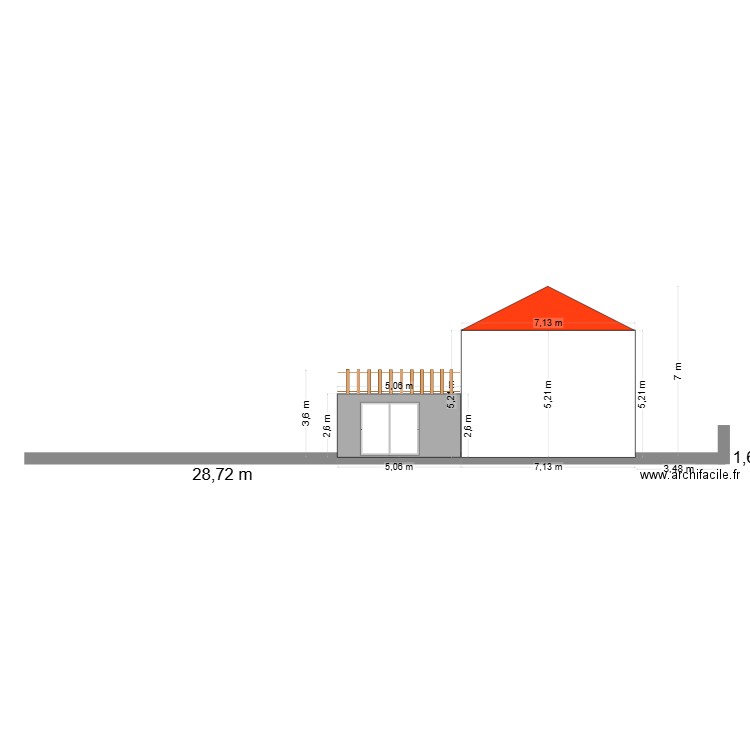 Coupe Extension vue nord. Plan de 0 pièce et 0 m2