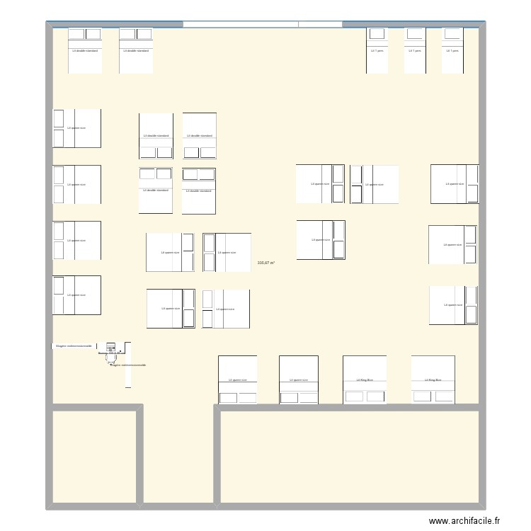 mag. Plan de 1 pièce et 336 m2