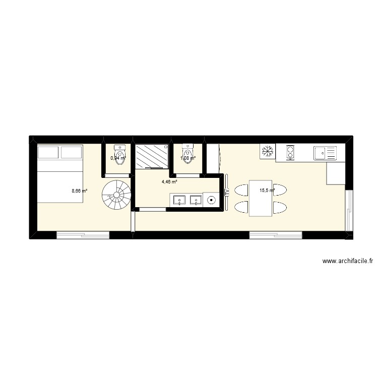 la maurine. Plan de 5 pièces et 31 m2