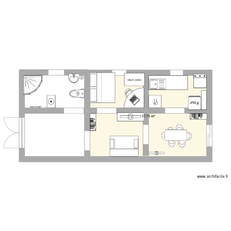 Maison simple. Plan de 1 pièce et 18 m2