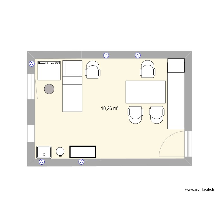 SF2 maison médicale. Plan de 1 pièce et 18 m2