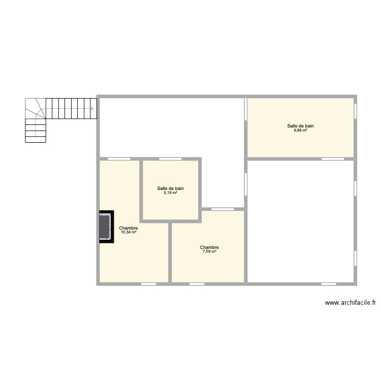 maison étage. Plan de 4 pièces et 33 m2