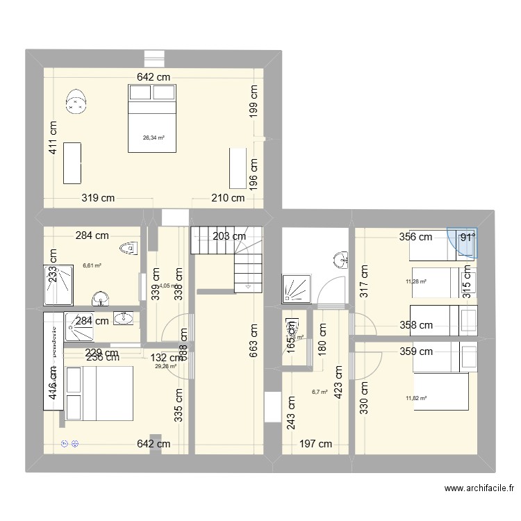 Nataloup 1er bis. Plan de 8 pièces et 97 m2