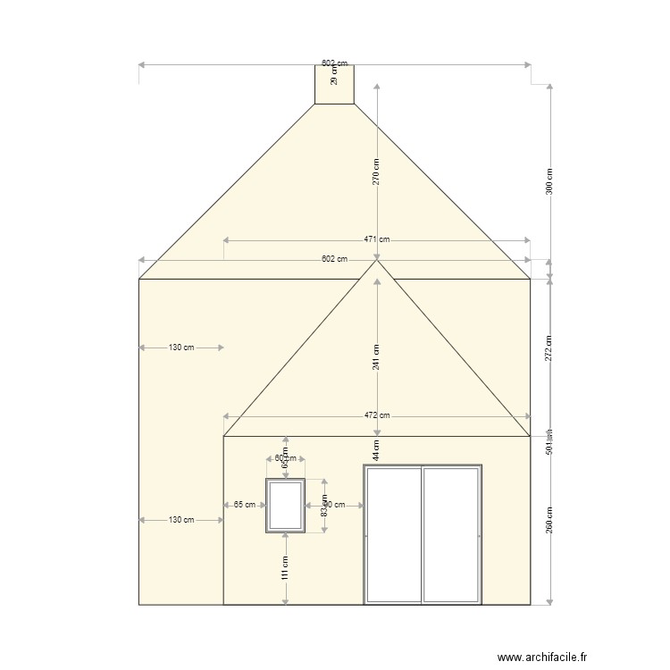 facade sud modifiée. Plan de 0 pièce et 0 m2