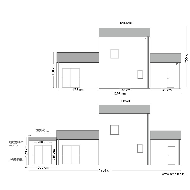 Plan facade Est. Plan de 0 pièce et 0 m2