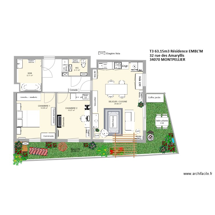 Plan T3 Amaryllis bis. Plan de 0 pièce et 0 m2