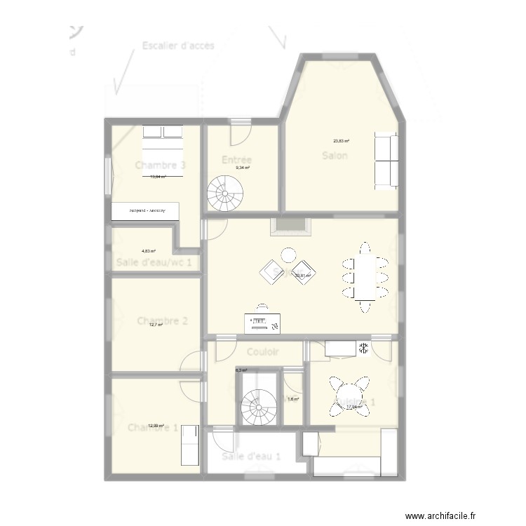 maison. Plan de 10 pièces et 137 m2