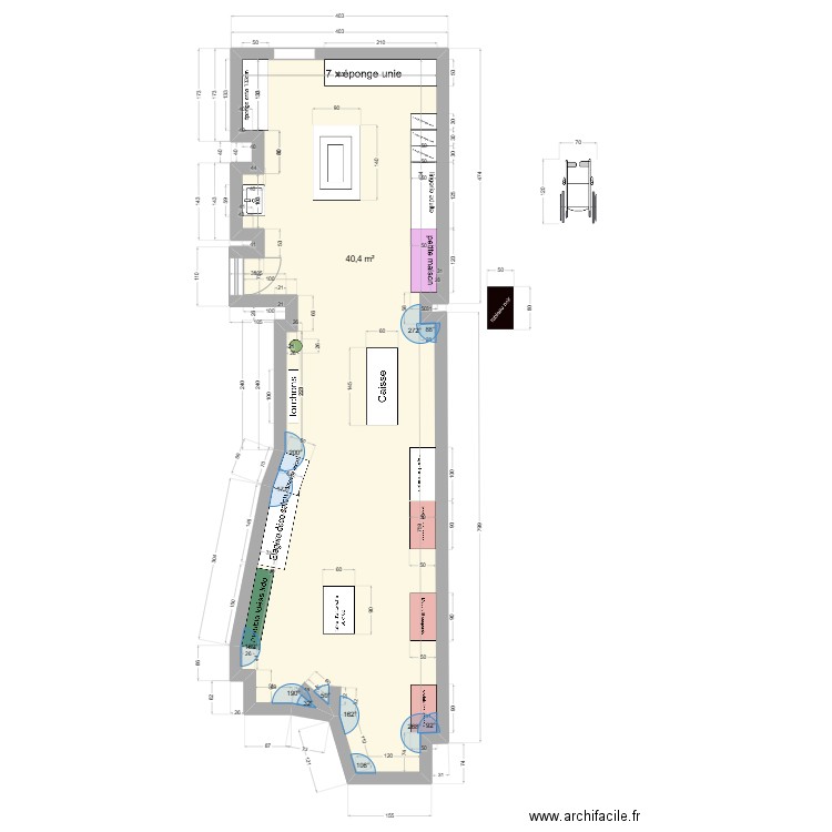 Projet Cherbourg 3. Plan de 1 pièce et 40 m2