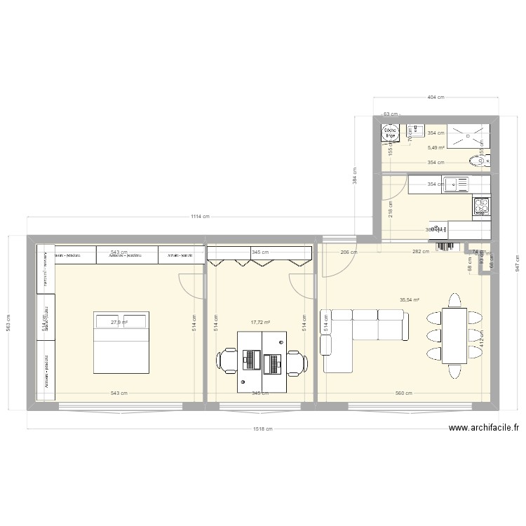 Lonay_amenagé. Plan de 5 pièces et 87 m2