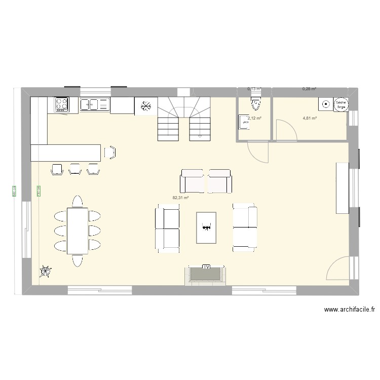 Projet Graous. Plan de 5 pièces et 90 m2