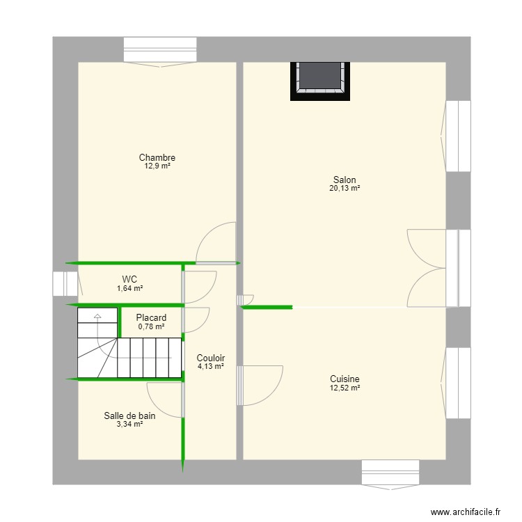 maison pleuven original. Plan de 8 pièces et 58 m2