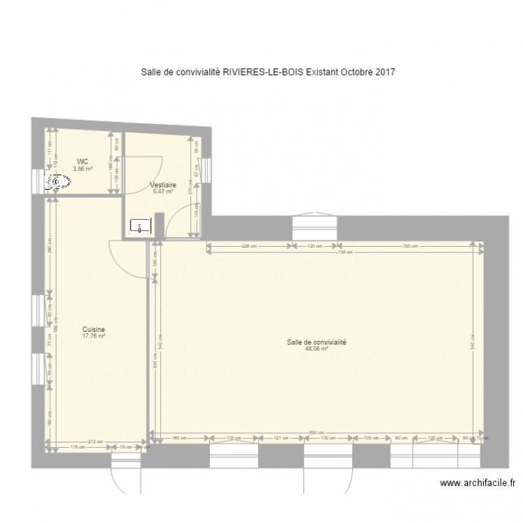 Salle de Convivialité Rivières Le Bois Existant Octobre 2017. Plan de 0 pièce et 0 m2