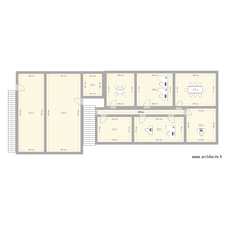 ETAGE 1. Plan de 10 pièces et 189 m2