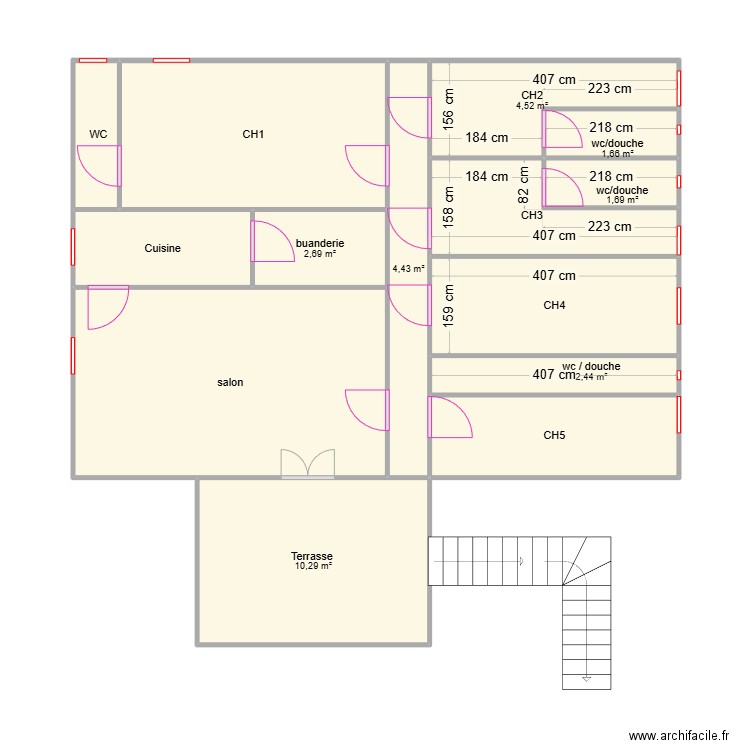 PLAN. Plan de 14 pièces et 76 m2