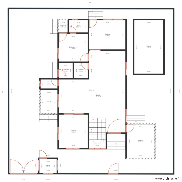 plan oyoma RDC. Plan de 14 pièces et 546 m2