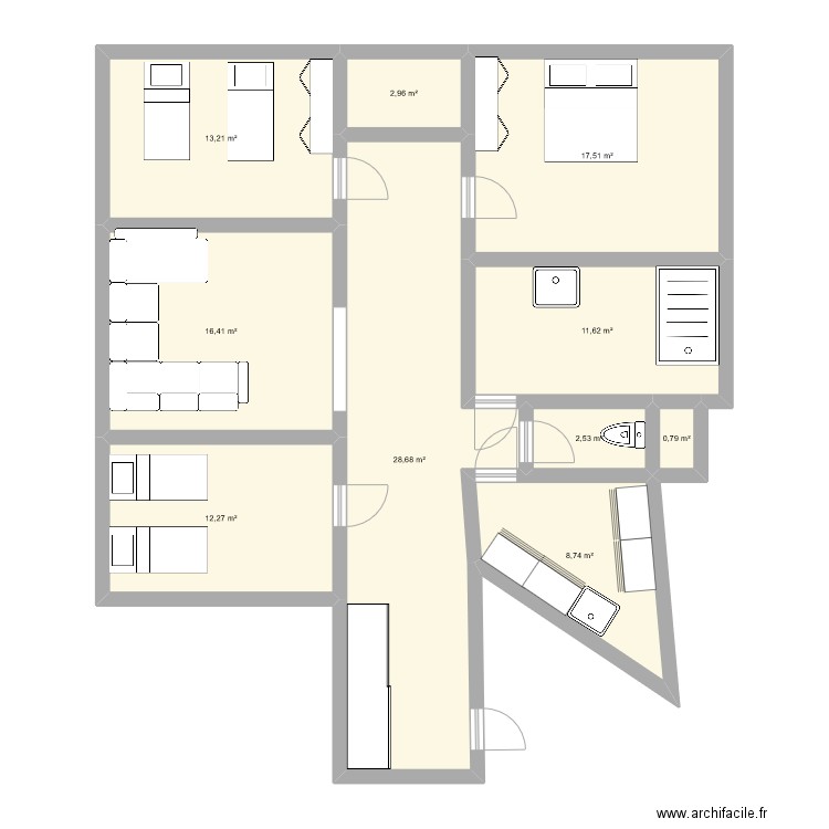 PLAN LASTAL. Plan de 10 pièces et 115 m2