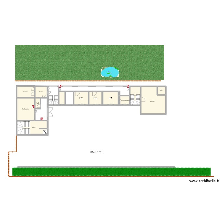 École GOZÉE 2. Plan de 14 pièces et 105 m2