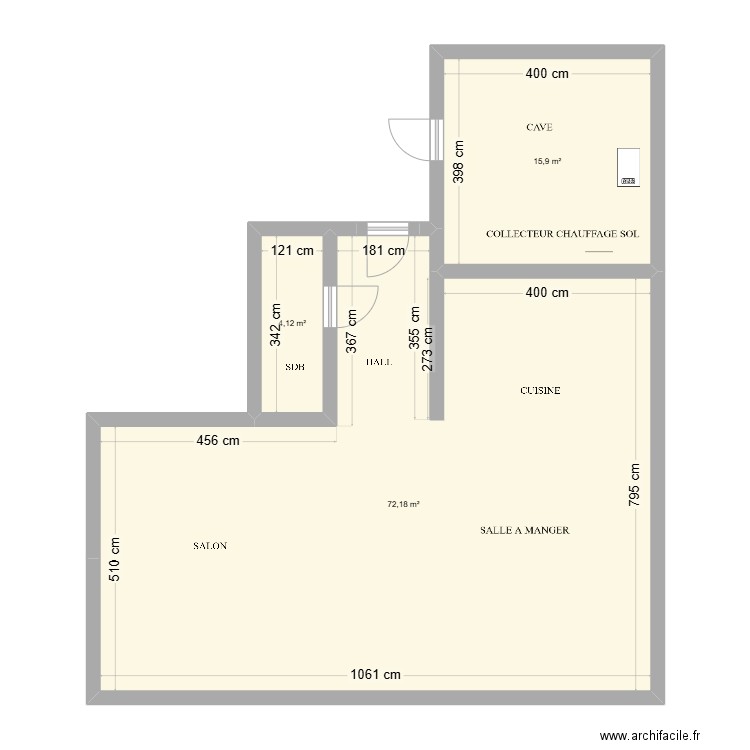 EGZON. Plan de 3 pièces et 92 m2