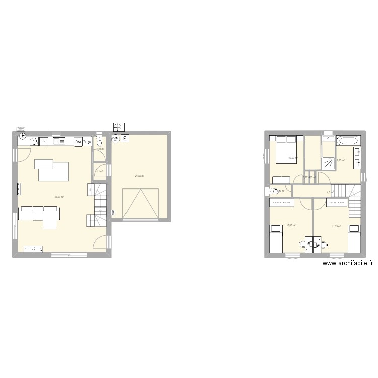 Existant. Plan de 12 pièces et 115 m2