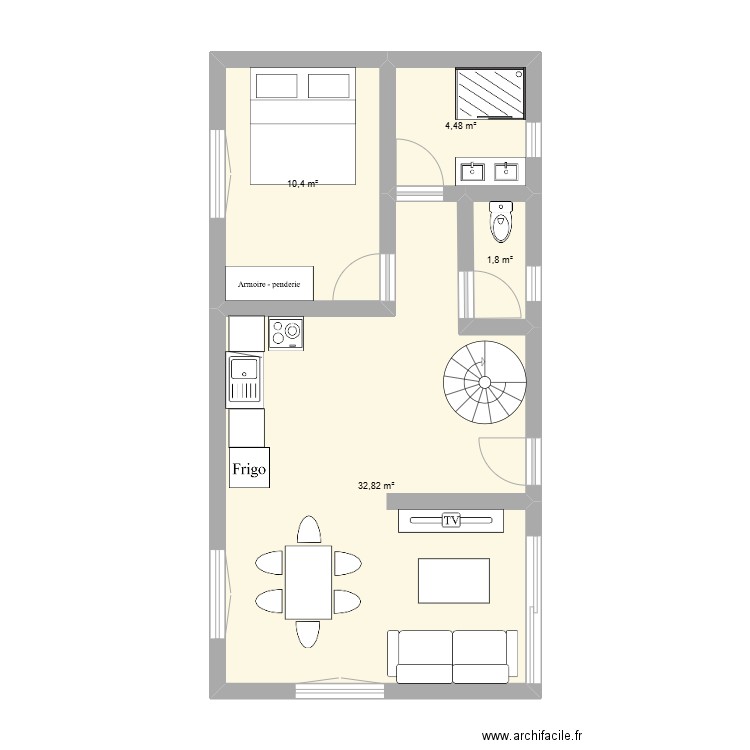 grandmas z. Plan de 4 pièces et 50 m2