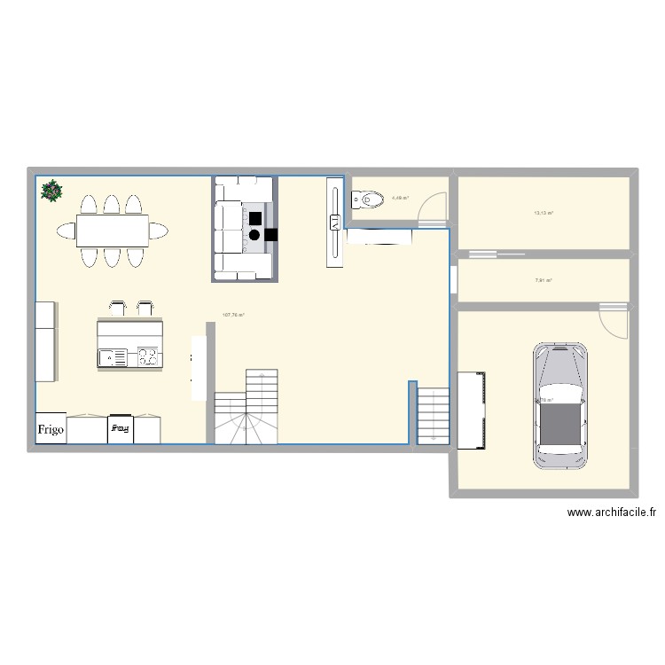 maison. Plan de 5 pièces et 165 m2