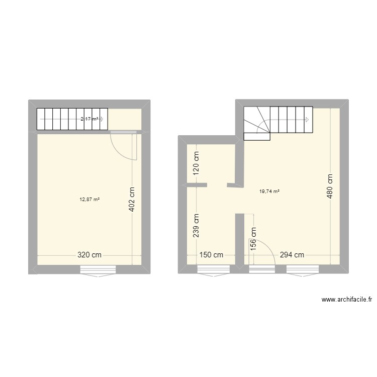 duplex PASTEUR. Plan de 3 pièces et 35 m2