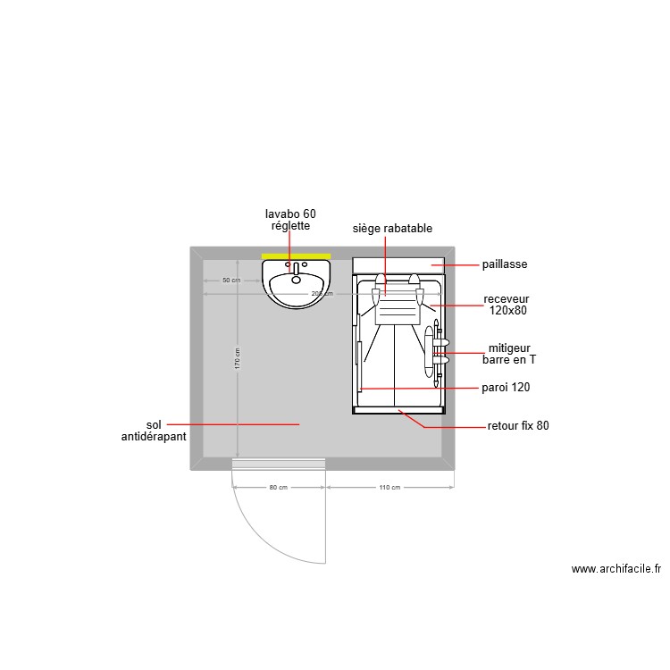 brioullet. Plan de 1 pièce et 3 m2