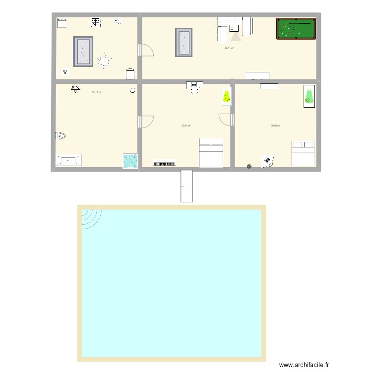 maisons. Plan de 4 pièces et 168 m2