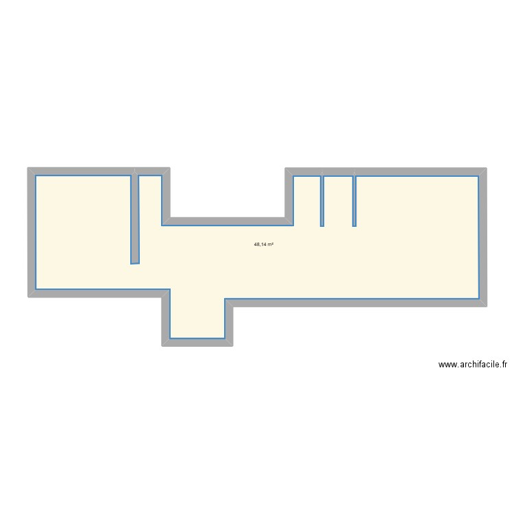 12ème. Plan de 1 pièce et 48 m2