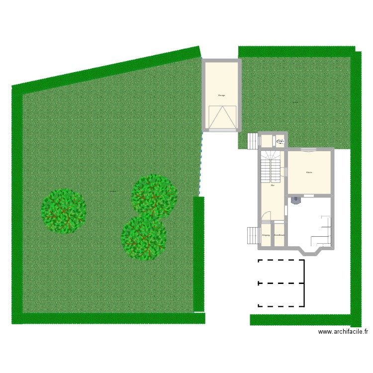 rez de chaussée. Plan de 7 pièces et 51 m2