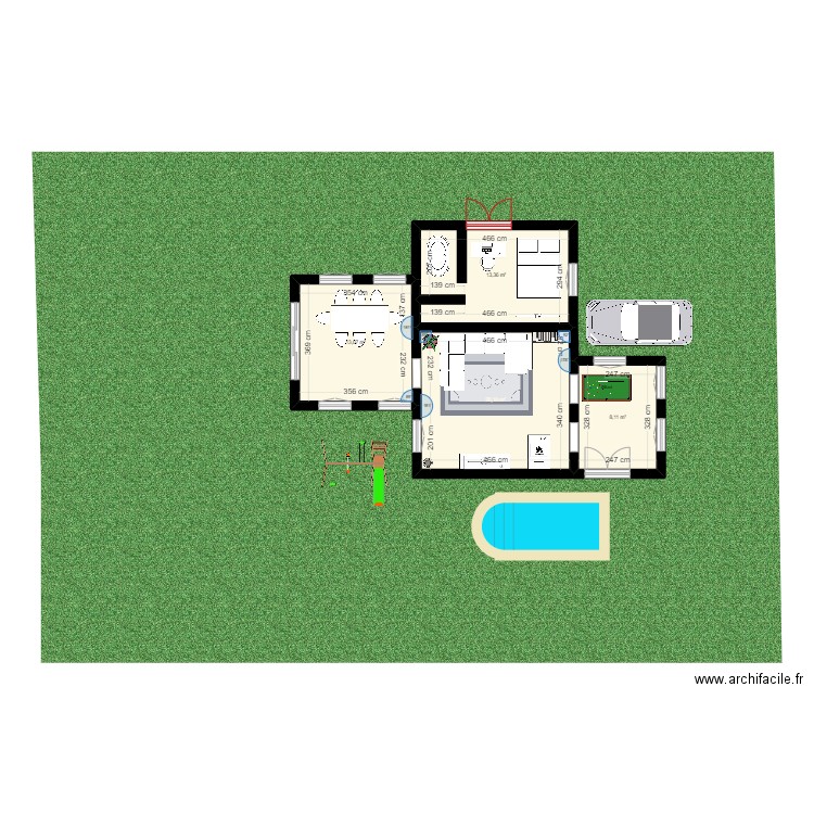 ONE. Plan de 4 pièces et 55 m2