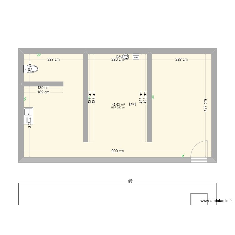 Local Technique Terrain. Plan de 1 pièce et 43 m2