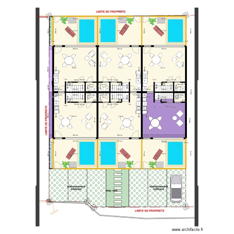 Beauregard plan intérieur rdc 2ieme terrain. Plan de 17 pièces et 298 m2