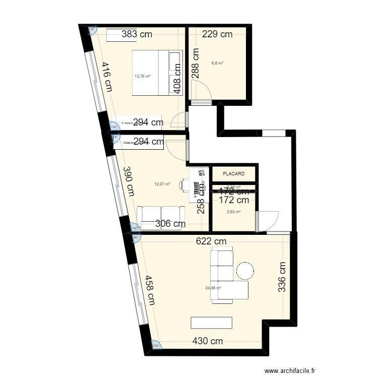 PLAN 3D APPART CHATENEY MALABRY. Plan de 7 pièces et 61 m2