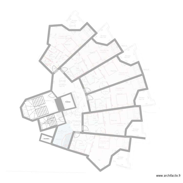 ROB R+6. Plan de 11 pièces et 257 m2