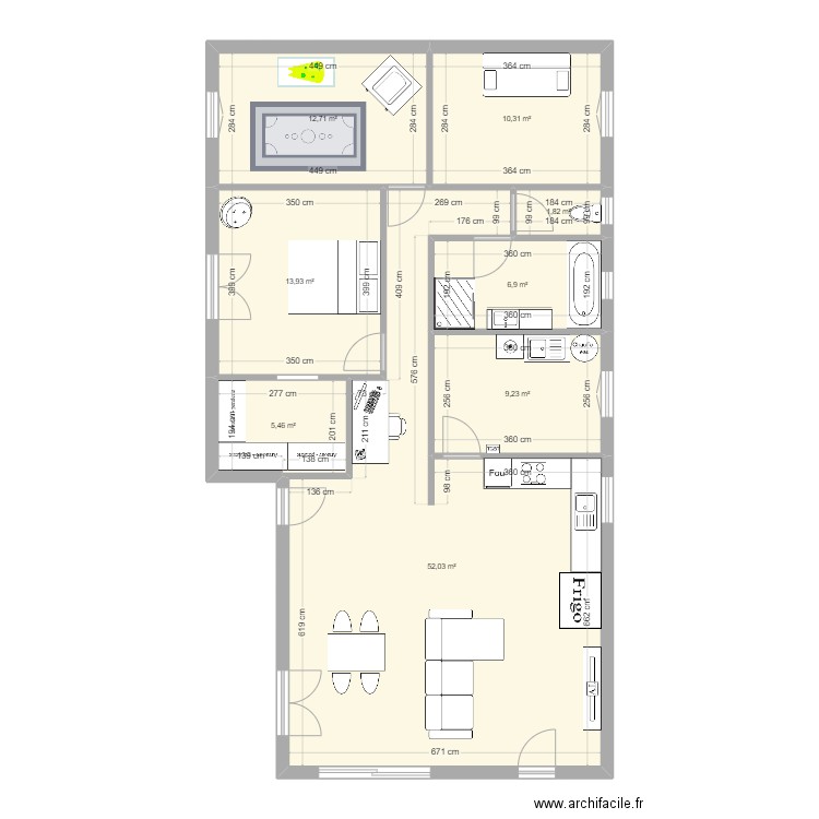 manceau. Plan de 8 pièces et 112 m2