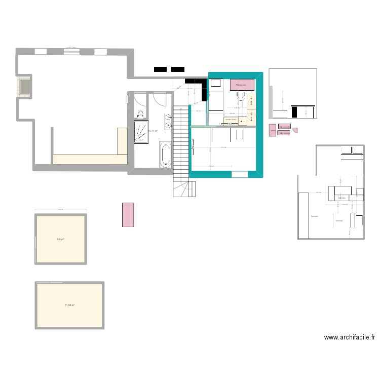 1er étage bis2. Plan de 3 pièces et 31 m2