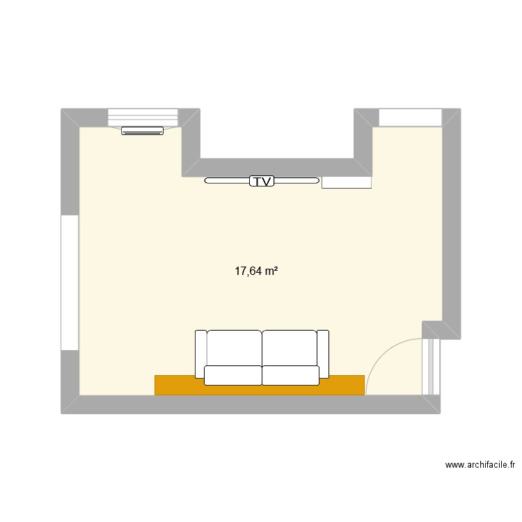 salon. Plan de 1 pièce et 18 m2