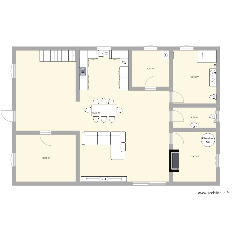 ma maison. Plan de 6 pièces et 129 m2