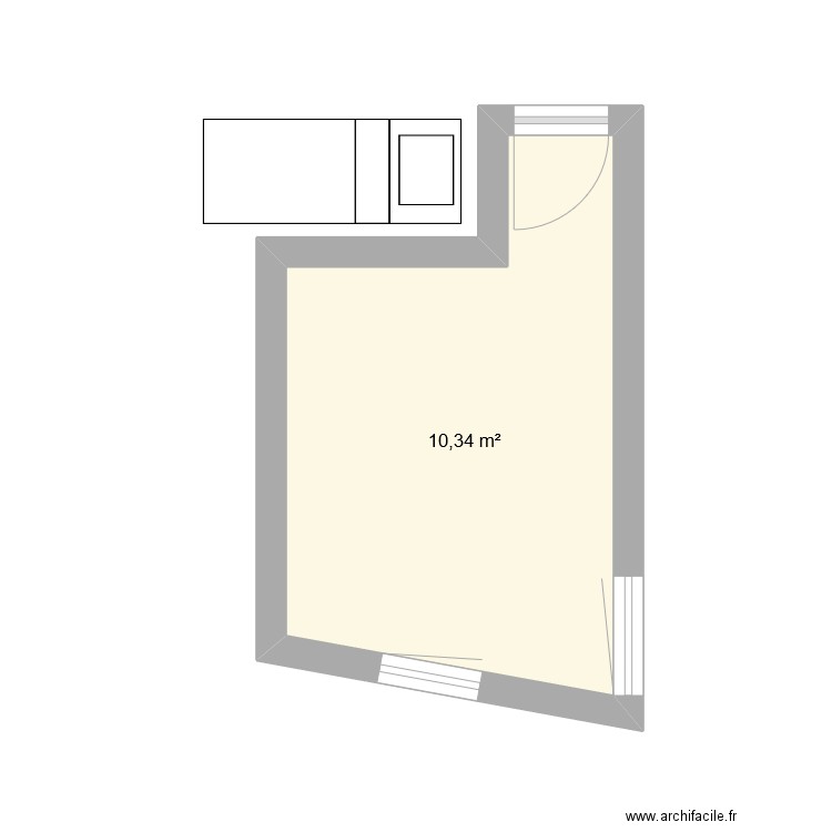 chambre C. Plan de 1 pièce et 10 m2