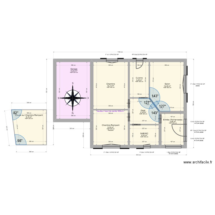 CHENNEVIERE. Plan de 9 pièces et 79 m2