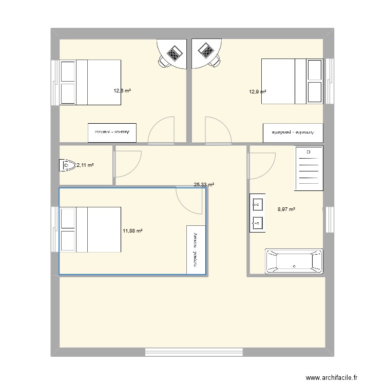 Projet Maison étage. Plan de 6 pièces et 114 m2