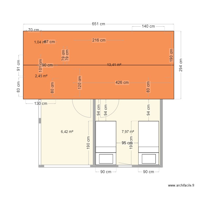 Chalet. Plan de 5 pièces et 31 m2