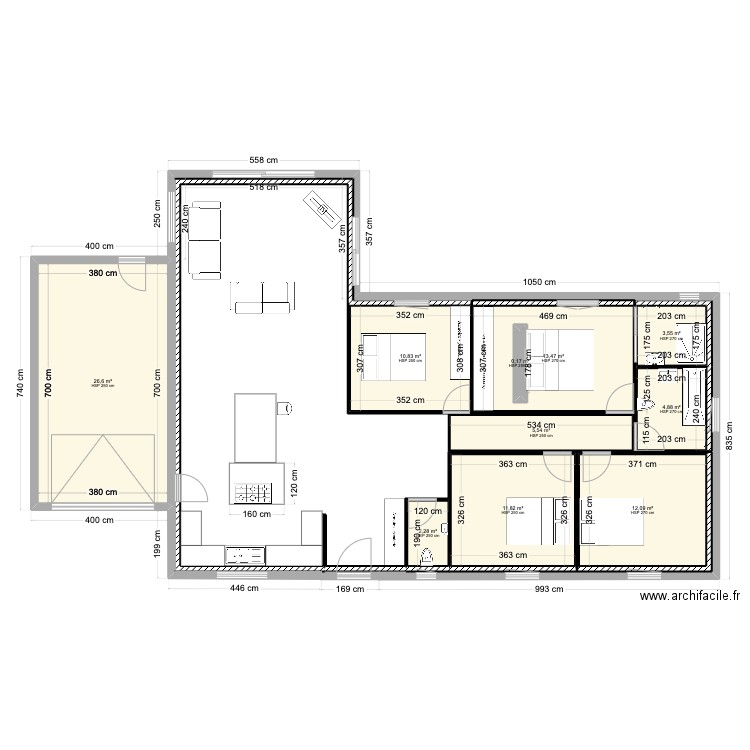 Maison LARNAGE V2. Plan de 10 pièces et 92 m2