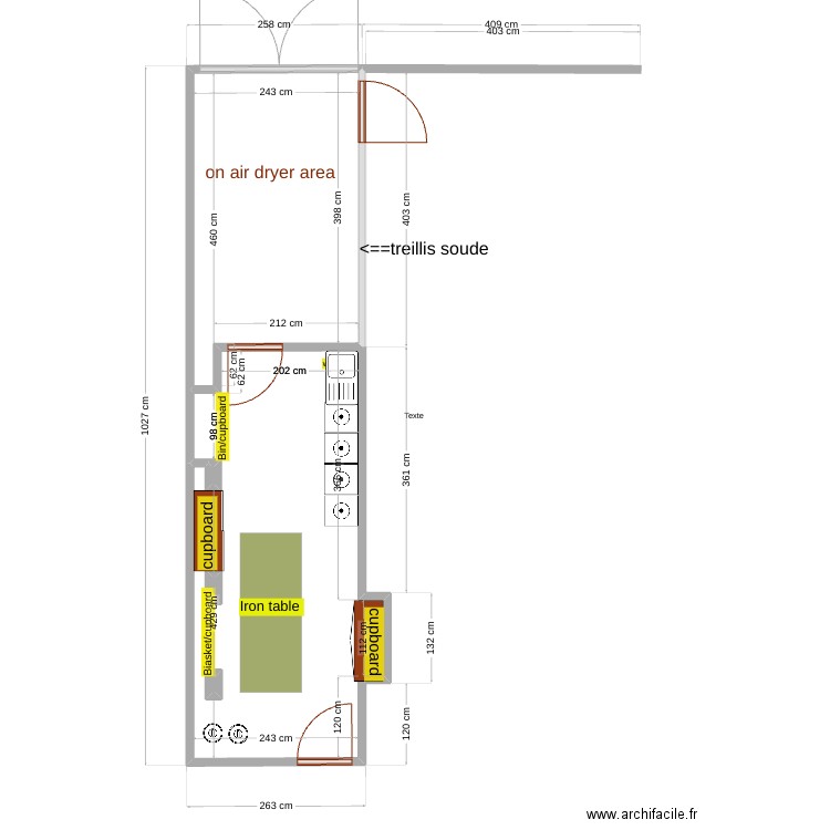 buanderie mirador3. Plan de 5 pièces et 24 m2